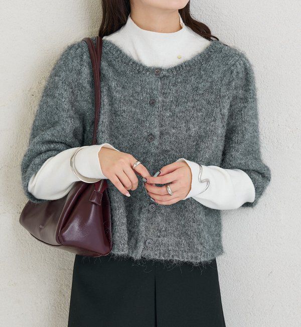  「ふわふわ半袖ニット カーディガン」|カーディガン|