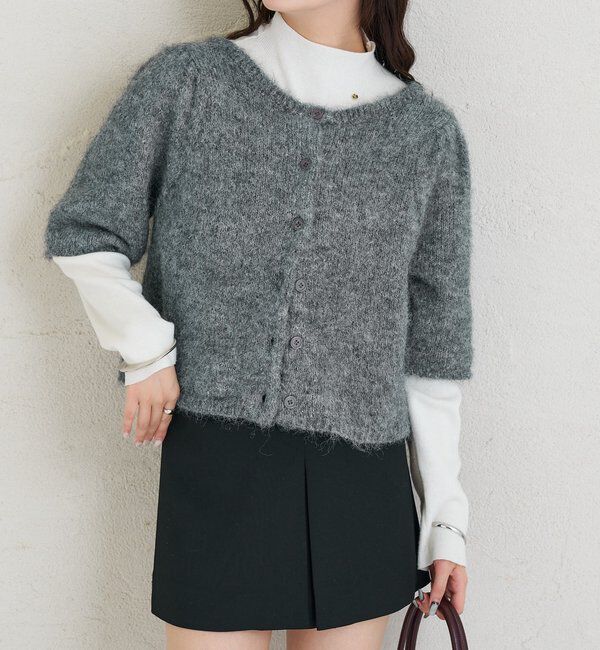  「ふわふわ半袖ニット カーディガン」|カーディガン|