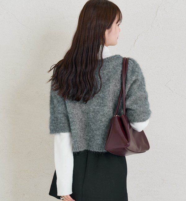  「ふわふわ半袖ニット カーディガン」|カーディガン|