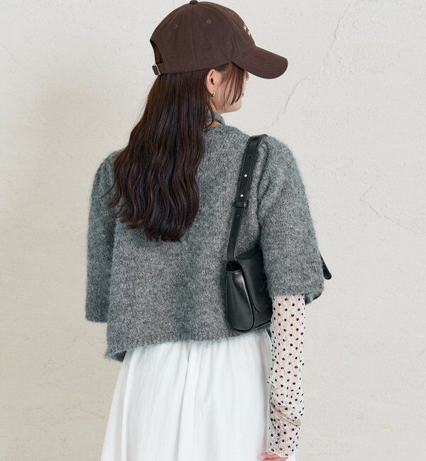  「ふわふわ半袖ニット カーディガン」|カーディガン|