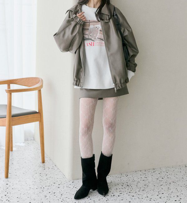  「バルーンスリーブフェイクレザーブルゾン」|ブルゾン・スタジャン|