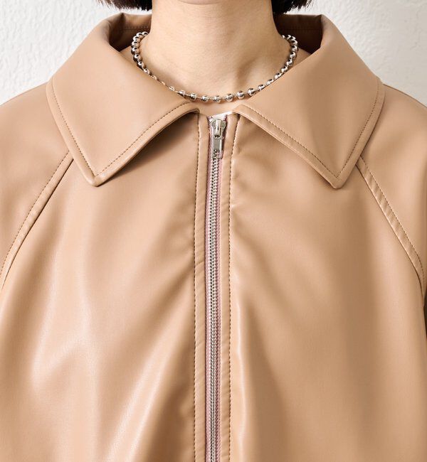  「バルーンスリーブフェイクレザーブルゾン」|ブルゾン・スタジャン|