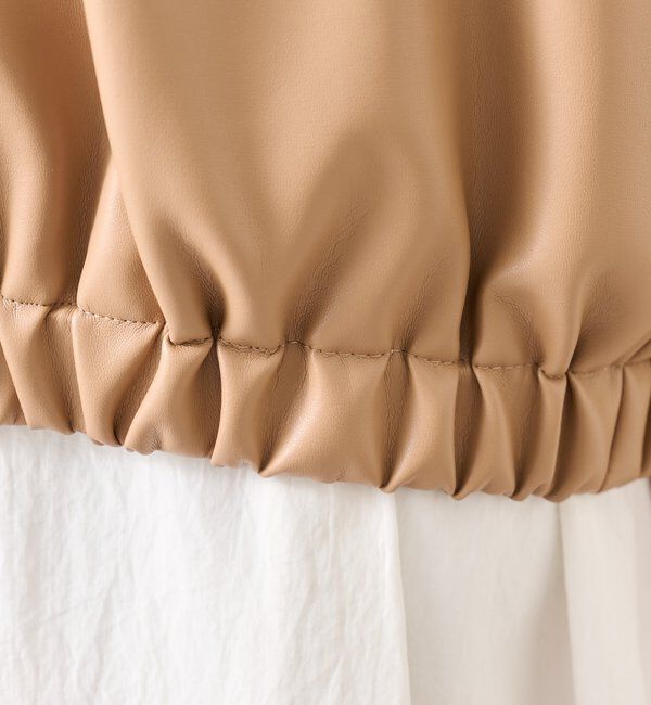  「バルーンスリーブフェイクレザーブルゾン」|ブルゾン・スタジャン|