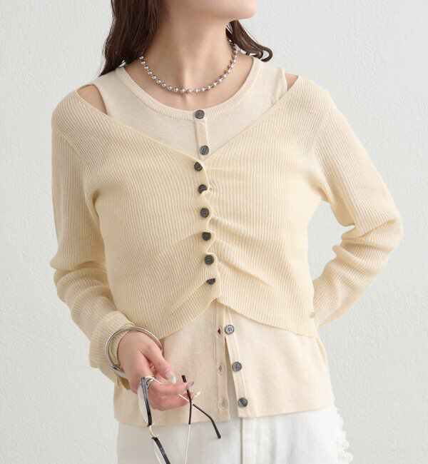  「ショルダースリットレイヤードニット」|ニット・セーター|