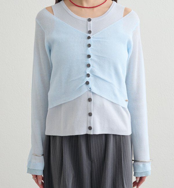  「ショルダースリットレイヤードニット」|ニット・セーター|