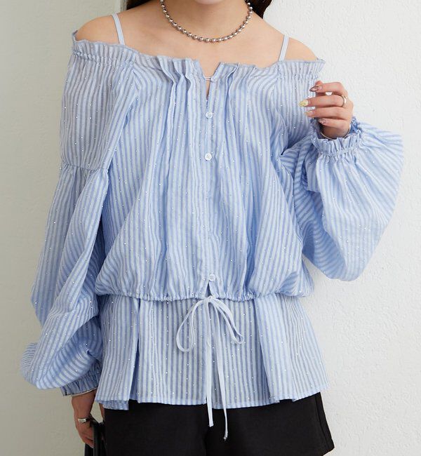  「ラメストライプビスチェSETブラウス」|シャツ・ブラウス|