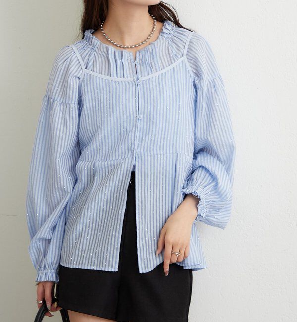  「ラメストライプビスチェSETブラウス」|シャツ・ブラウス|