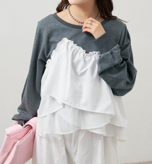  「ビスチェドッキングスウェット」|パーカー|チャコールグレー