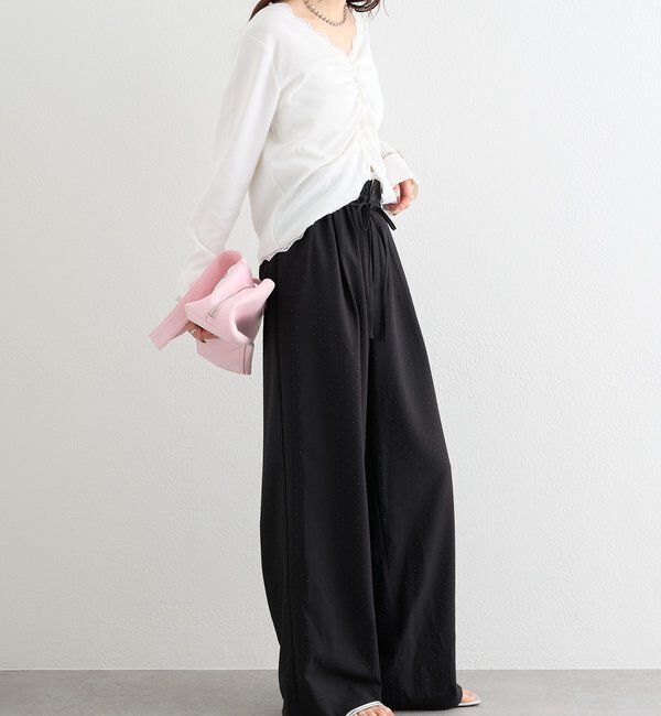  「ラインストーンWベルトパンツ」|チノ|