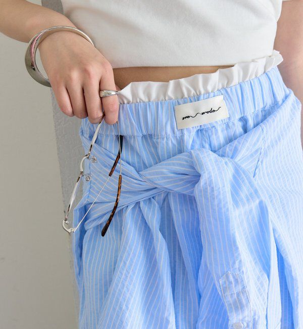  「ストライプイージーパンツ」|チノ|ブルー