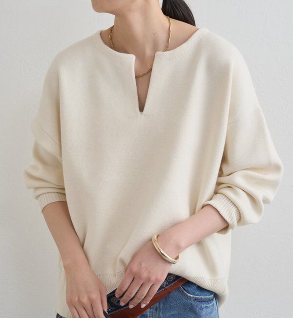  「【@_shirabe.s_コラボ】スウェットライクスキッパーニット」|ニット・セーター|