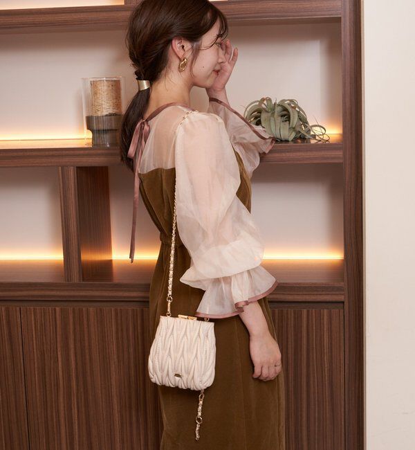  「【結婚式/ドレス/サイズ展開あり】配色シアーベアデザインワンピース」|ドレス|