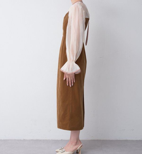  「【結婚式/ドレス/サイズ展開あり】配色シアーベアデザインワンピース」|ドレス|