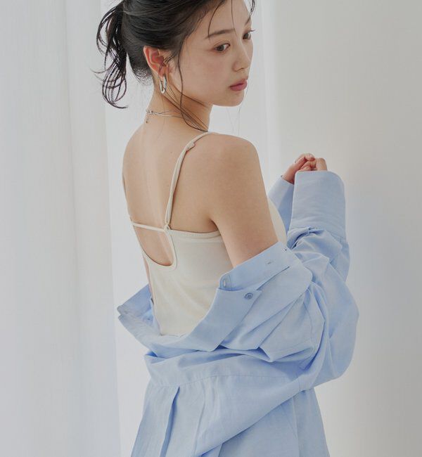  「【6色展開】バックオープンリブキャミ」|キャミソール|アイボリー