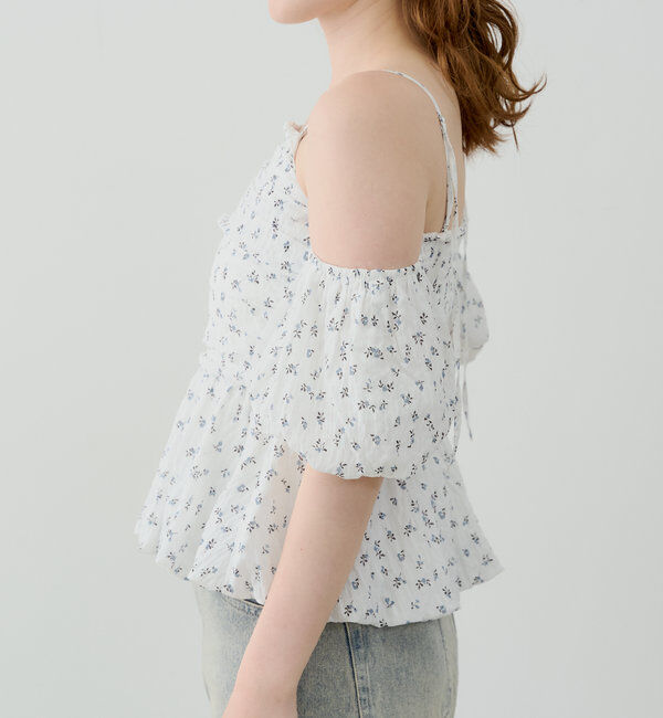  「袖取り外しフラワーペプラムブラウス」|シャツ・ブラウス|