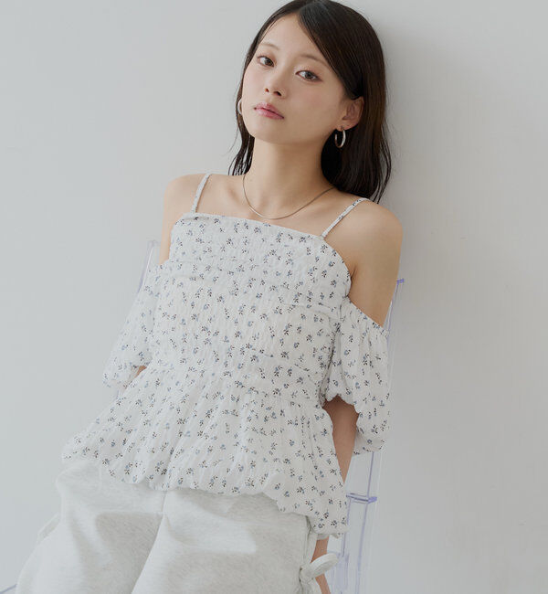  「袖取り外しフラワーペプラムブラウス」|シャツ・ブラウス|