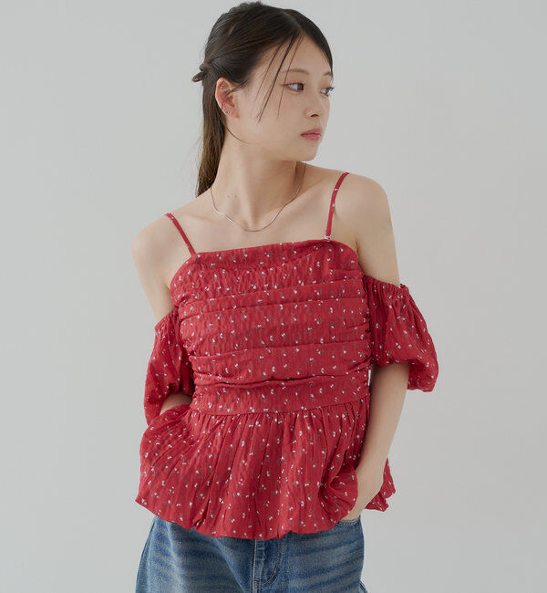  「袖取り外しフラワーペプラムブラウス」|シャツ・ブラウス|