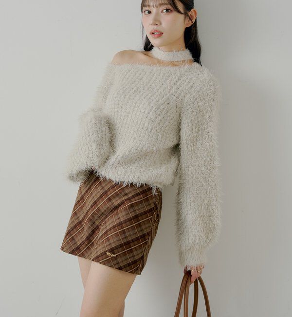  「2wayレイヤードチェックボックスタイトミニスカート」|スカート|