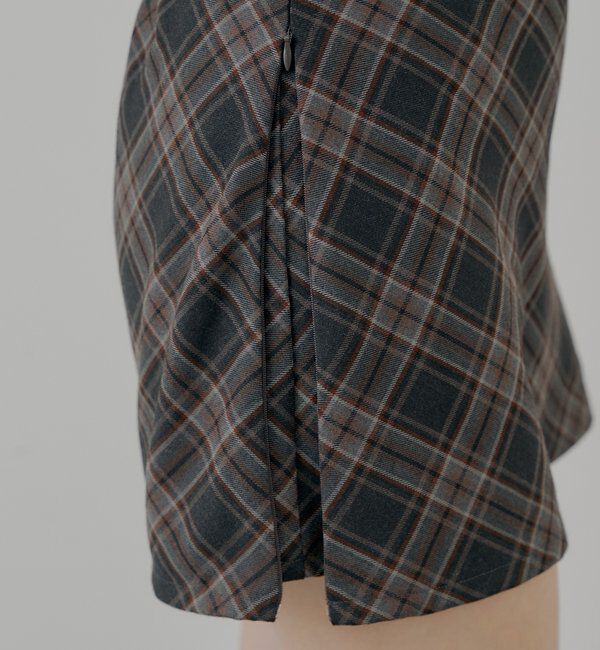  「2wayレイヤードチェックボックスタイトミニスカート」|スカート|