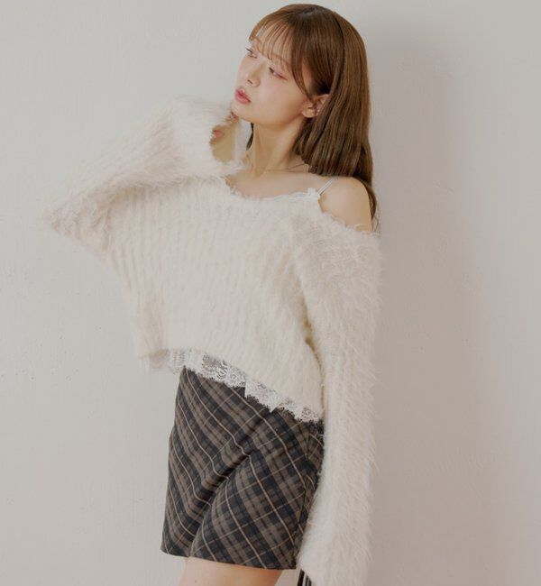 「レースドッキングシャギーニット」|ニット・セーター|