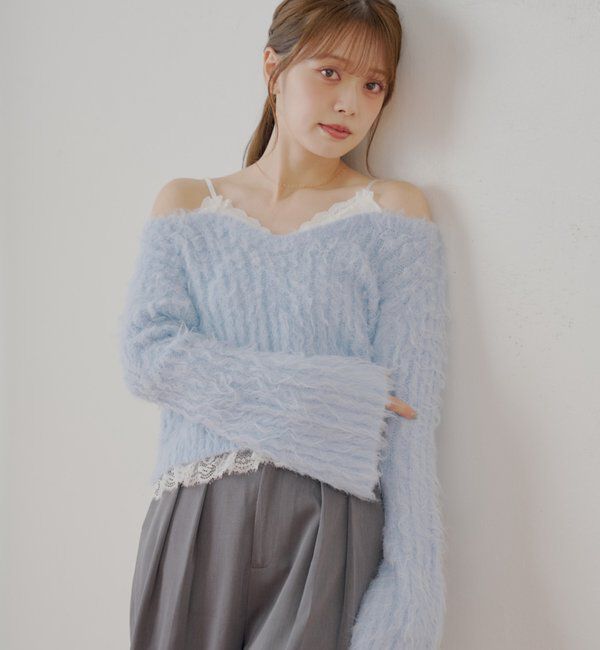  「レースドッキングシャギーニット」|ニット・セーター|