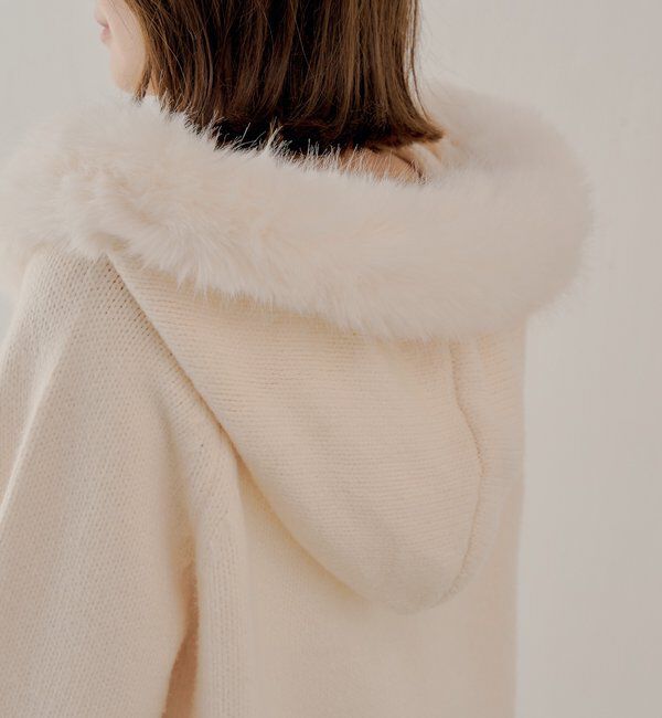  「【SALON by Chico】フードファーWジップニットカーディガン」|ニット・セーター|