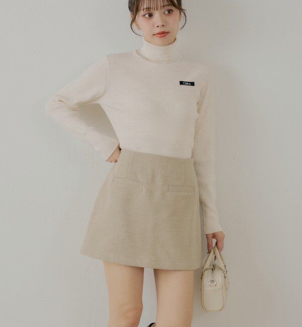  「ラインストーン台形タイトミニスカート」|スカート|