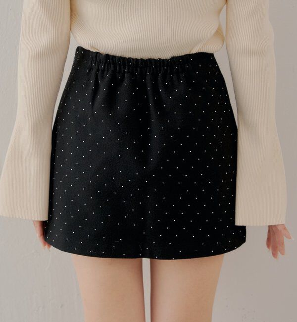  「ラインストーン台形タイトミニスカート」|スカート|