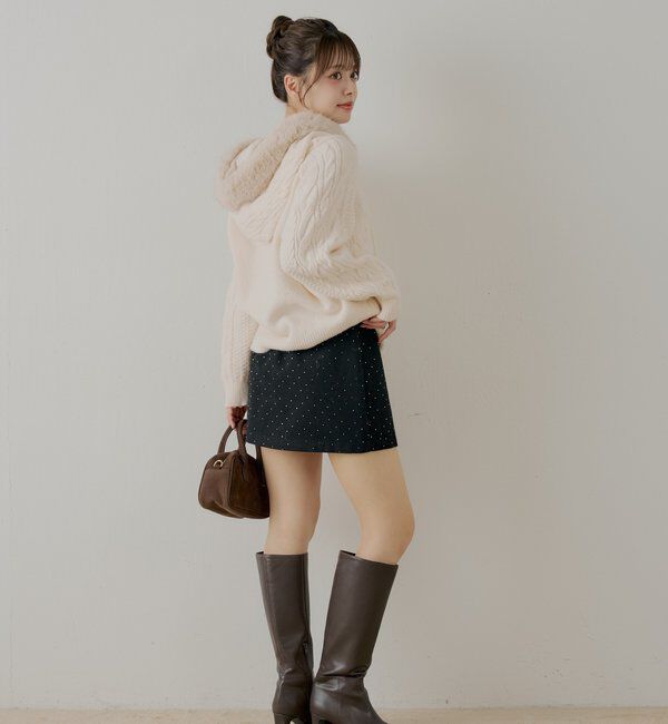  「ラインストーン台形タイトミニスカート」|スカート|