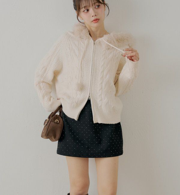  「ラインストーン台形タイトミニスカート」|スカート|