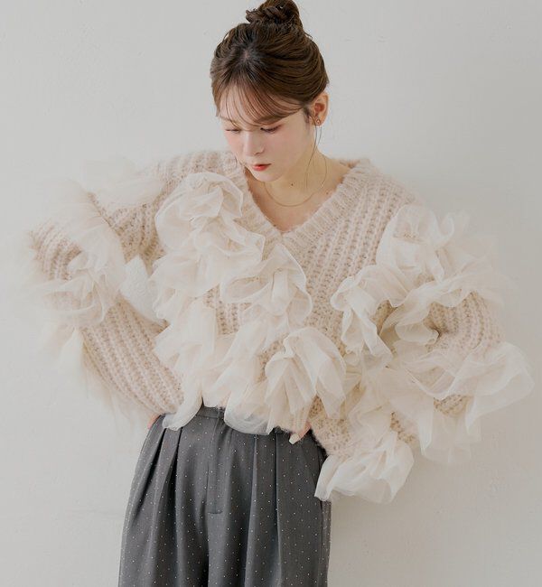  「【SALON by Chico】ランダムチュールドッキングニット」|ニット・セーター|