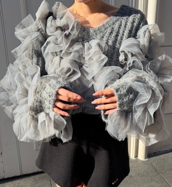  「【SALON by Chico】ランダムチュールドッキングニット」|ニット・セーター|