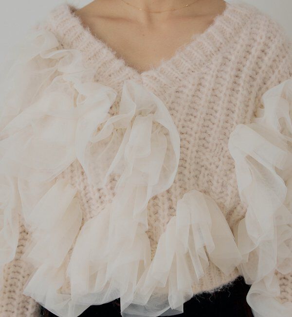  「【SALON by Chico】ランダムチュールドッキングニット」|ニット・セーター|