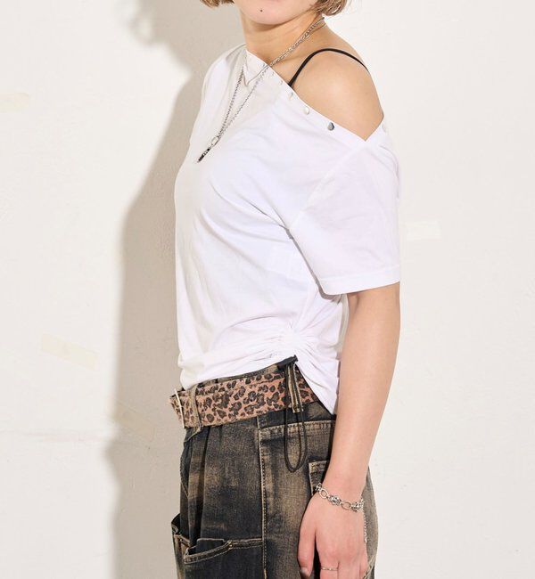  「ワンオフショルスタッズドロストTEE」|Tシャツ・カットソー|