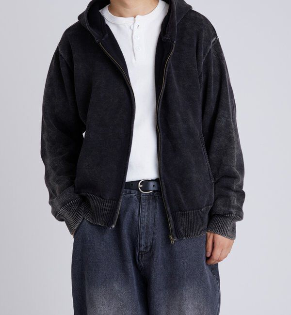  「KOOKYNピグメント加工ジップニットパーカー」|パーカー|