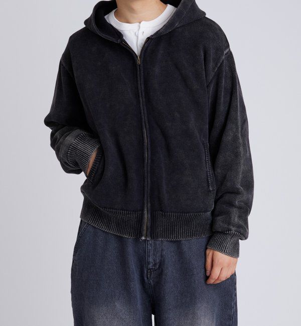  「KOOKYNピグメント加工ジップニットパーカー」|パーカー|