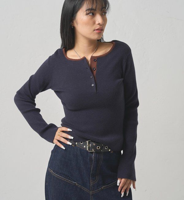  「リンガーヘンリーネックニット」|ニット・セーター|