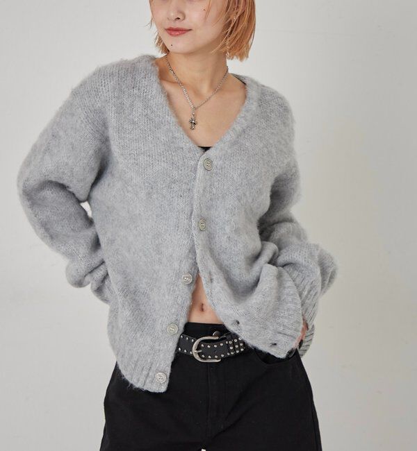 「KOOKYNモヘアライクカーディガン(無地/カモ柄)」|カーディガン|