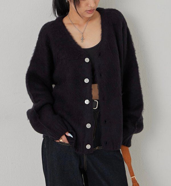  「KOOKYNモヘアライクカーディガン(無地/カモ柄)」|カーディガン|