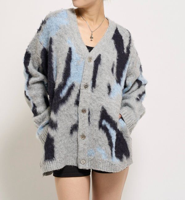  「KOOKYNモヘアライクカーディガン(無地/カモ柄)」|カーディガン|