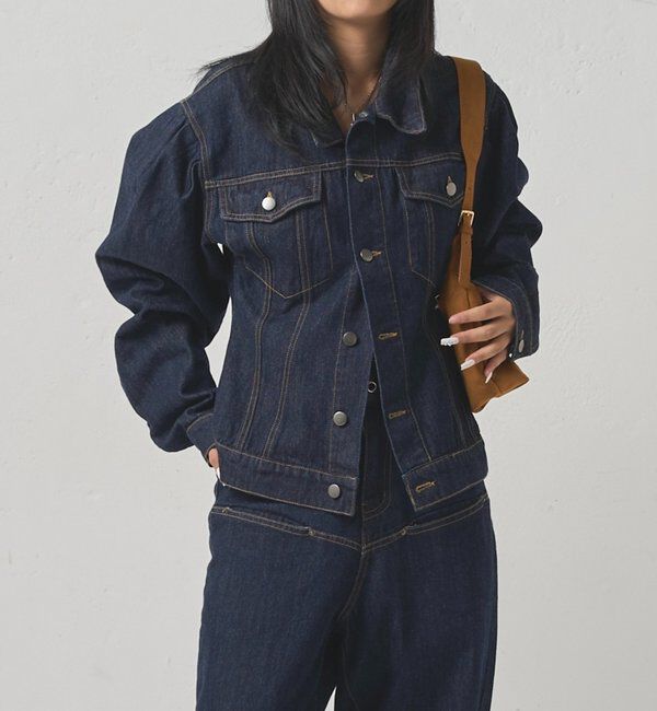  「【WEB限定】パフスリーブデニムジャケット」|ブルゾン・スタジャン|