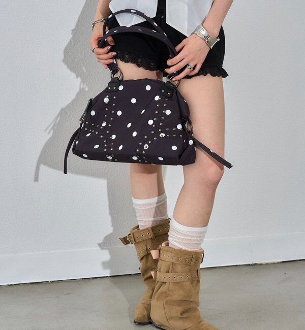  「スタッズショルダーバッグ（無地/ドット柄）」|トートバッグ|