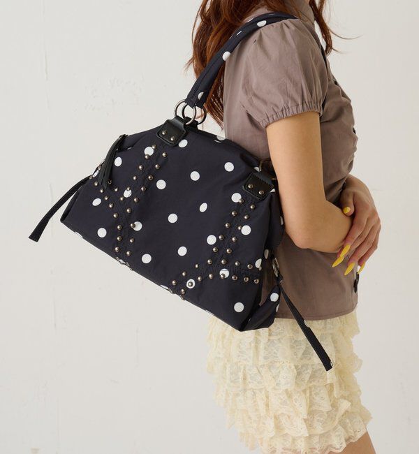  「スタッズショルダーバッグ（無地/ドット柄）」|トートバッグ|