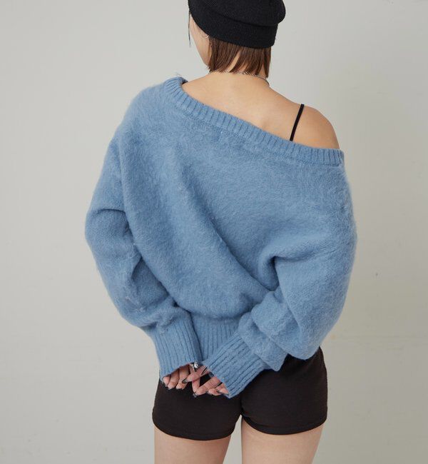  「MOHAIR-TOUCH OFF SHOULDER KNIT TOP」|ニット・セーター|
