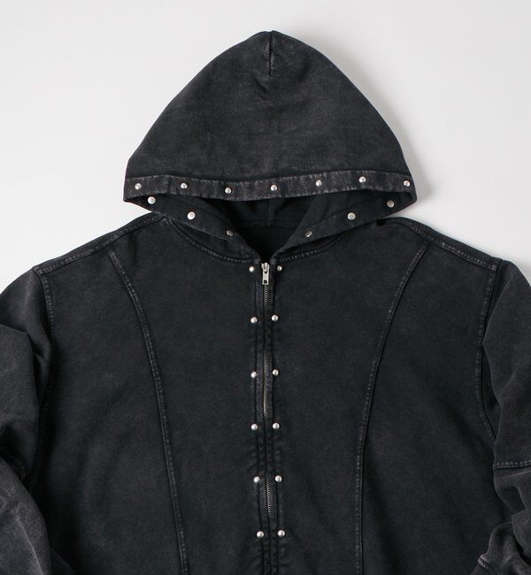  「【UNISEX】KOOKY'N ケミカルスタッズ切り替えジップパーカー」|パーカー|