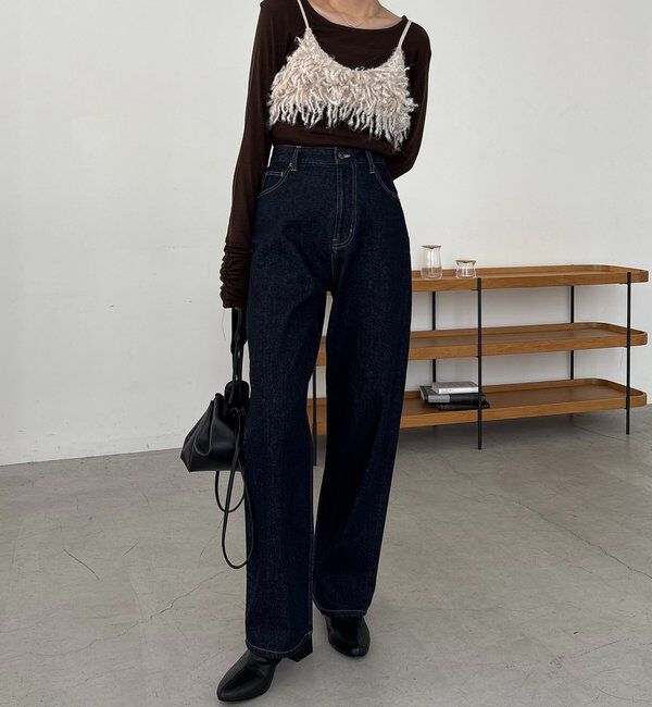  「【コラボ限定カラー/ホワイト・ベージュ】13ozハイウエストストレートデニム」|デニム|