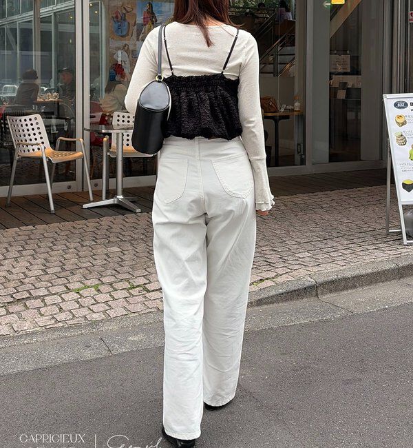  「【コラボ限定カラー/ホワイト・ベージュ】13ozハイウエストストレートデニム」|デニム|