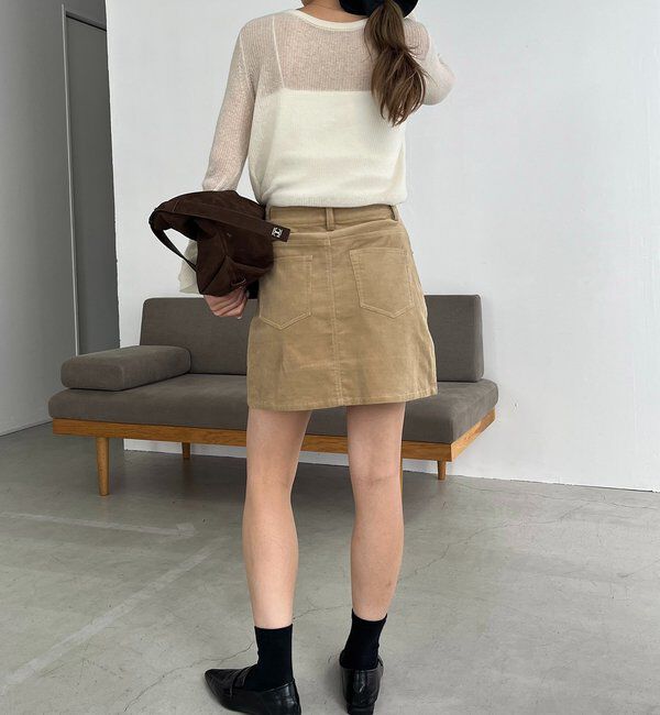  「【新色/レイヤード対応】コーデュロイ台形スカート」|スカート|