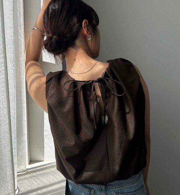  「【前後2WAY】ドロップリボンバルーンブラウス」|シャツ・ブラウス|ブラウン