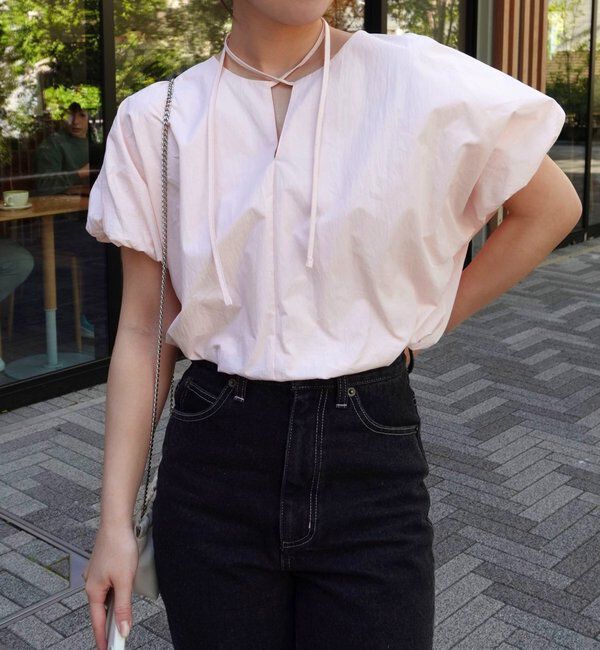  「【新色ピンク】バルーンリボンブラウス」|シャツ・ブラウス|